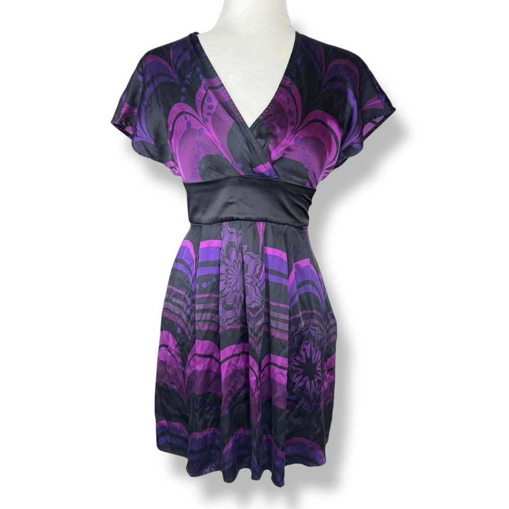 Y2K Express Silk Blend Babydoll Mini Dress Size XS Whimsigoth Flutter Fairy Goth